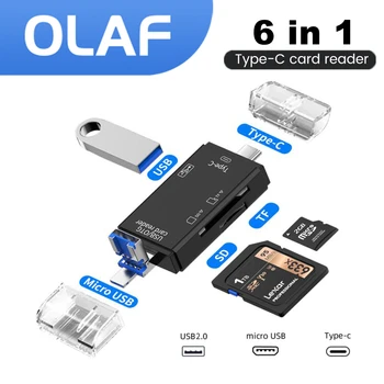 Olaf Tipi C / USB / mikro usb / TF / SD Bellek kart okuyucu USB 2.0 OTG Kart Okuyucu Cep Telefonu Aksesuarları Flash Sürücü Tipi C Adaptörü