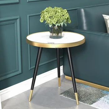 Modern basit yatak odası mobilyası Lüks Başucu Masa İskandinav Basit Ferforje Yuvarlak Masa İtalyan Mermer küçük kahve sehpa