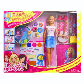 Orijinal barbie bebek Pembe Zarf 5 Dahil Ödül Keman Aksesuarları Ev Oyun Serisi Eğitici Oyuncaklar Kızlar için FGC36