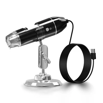 300000 Piksel 1600X USB Bağlantısı Dijital Mikroskop Fotoğraf Video Modları Çok fonksiyonlu Mikroskop 360° Braketi 8 LED