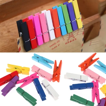 3. 5x1. 2cm 20 ADET DIY Clothespin Craft Mini ahşap ataş 12 renkler Ev Eşyaları Bahçe Partisi Süslemeleri Renkli Fotoğraf Başlıkları 