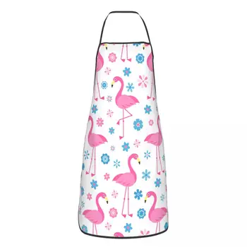 Dikişsiz Desen Flamingo Önlük Kadın Erkek Unisex Önlük kuşlar ve çiçekler Mutfak Pişirme Tablier Mutfağı Şef Pişirme