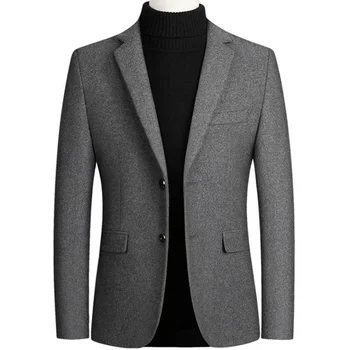 Yeni Erkek Yün Blazer Iş Rahat Slim Fit Blazers Parti / Düğün Erkekler Elbise Takım Elbise Yün Ceketler Blazers terno masculino