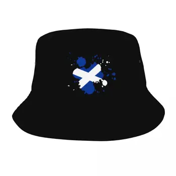 Kış panama şapkası İskoçya Bayrağı İskoç Vatansever Kız Erkek Balıkçı Kapaklar Geri Dönüşümlü Pamuk Kova Şapka Açık Balıkçılık Şapkaları