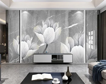 Özel duvar kağıdı modern minimalist moda yaratıcı 3D çiçek gri ışık lüks oturma odası yatak odası arka plan duvar resmi behang