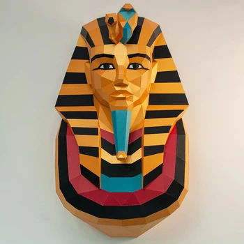 3D Papercraft Antik Mısır Putlara Firavun Tutankhamun Düşük Poli Mumya Fantezi Modeli Poligon Kağıt Modeli Duvar Sanatı Dekorasyon