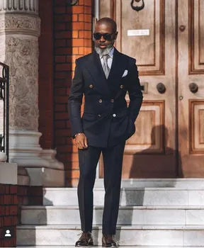 Yeni Varış Siyah Moda Erkek Takım Elbise Tepe Yaka Damat Smokin Kostüm Homme Düğün Terno Masculino Slim Fit 2 Adet (ceket + Pantolon)