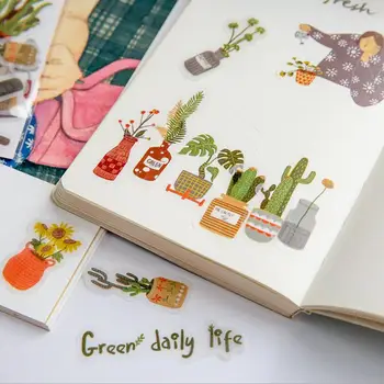 40-50 adet/torba Sevimli Hayat yeşil Bitkiler etiket çıkartmaları Dekoratif Kırtasiye Çıkartmalar Scrapbooking DIY Günlüğü Albümü Sopa Etiket