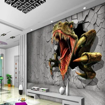 wellyu Özel büyük ölçekli duvar resimleri 3D tuğla duvar artık duvar Jurassic dinozor TV arka plan duvar dokunmamış duvar kağıdı