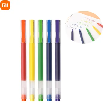 YENİ Xiao mi mi jia süper Dayanıklı renkli Yazma Işareti Kalem 5 renkler mi kalem 0.5 mm jel kalem Imza Kalemler Okul Ofis Çizim