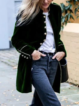 Kadın Sonbahar Kış Sıcak Kadife Ceketler Kadın Streetwear Gevşek Rahat Uzun Kollu Ceket Patchwork Çoklu Düğmeler Katı Dış Giyim