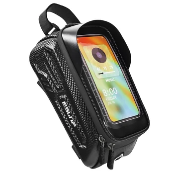 Bisiklet telefon tutucu kılıf dokunmatik ekran bisiklet cep telefonu montaj çantası yansıtıcı desen ışık bariyeri ile sürüş donanımları