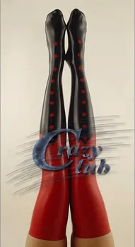 Çılgın Club_Zentaı Saf Doğal Lateks El Yapımı Kırmızı ve Siyah Lateks Çorap Bayan Seksi Lateks Çorap Lateks Levha Ücretsiz Kargo