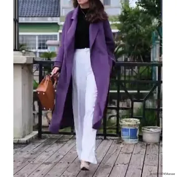 Mor Moda Kadın Takım Elbise Palto Uzun Yün Blazer Kaşmir Rahat Kalın Sıcak Balo Elbise Ceket Custom Made Streetwear