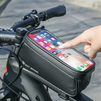 Bisiklet iskeleti Çanta Su Geçirmez Şok Emici Üst Tüp Çanta Dokunmatik Ekran Anti-damla 7 İnç Telefon Bisiklet Ön şasi çantası Açık Bisiklet