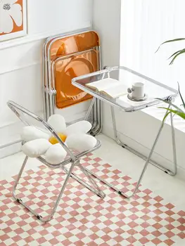 İskandinav tarzı Şeffaf Katlanır Sandalye Yemek Sandalyesi Akrilik Plastik Kristal Sandalye Tasarımcı Sandalyeler Fotoğraf Sandalyeler Taşınabilir katlanabilir