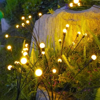 Güneş enerjili açık hava aydınlatması LED Firefly lamba bahçe dekorasyon su geçirmez bahçe ev çim havai fişek ışık zemin yeni yıl noel