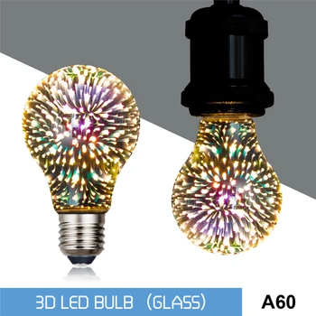 3D dekoratif led ampul E27 6 W 85-265 V Vintage Edison Ampul Yıldız Havai Fişek Lamba Tatil Gece Lambası Yenilik Noel Ağacı