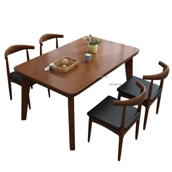 Masif ahşap yemek masası ve Sandalye Kombinasyonu Modern Yemek Odası Takımları Oturma Odası Mobilyası yemek masası Takımı mutfak mobilyası