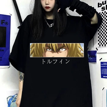 Thorfinn Karlsefni Anime Gözler Baskı kısa kollu tişört Harajuku Manga moda tişört
