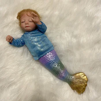 35CM 3D Boyalı Reborn Mishell Mermaid Bebek Bebek Köklü Saç Yüksek Kaliteli Boyama Güzel Bebek Sürpriz Hediye kızlar İçin