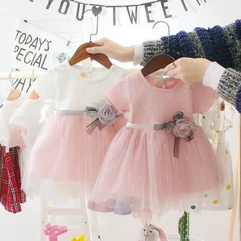 Kız Bebek Düz Renk Prenses Etek Bebek Yaz Yeni Batı tarzı Gazlı Bez Etek Kız Elbise Toptan Prenses Elbise