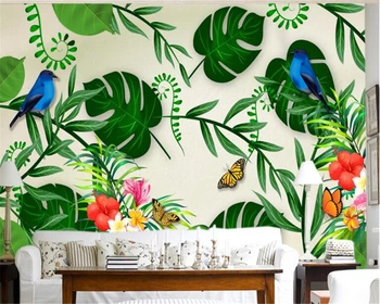 beibehang Özel duvar kağıtları ev dekor pürüzsüz ipek kumaş tropikal bitki yaprakları basit modern duvar kağıdı papier peint duvar 3d