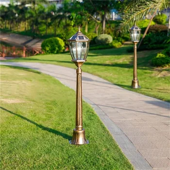 TEMAR Açık Retro güneş çim lambası ışıkları klasik bronz su geçirmez ev Villa yolu bahçe dekorasyon
