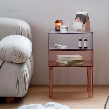 Modern Şeffaf Komodinler minimalist yatak odası mobilyası Başucu Masa Yaratıcı depolama dolabı İstiflenebilir Oturma Odası Soyunma