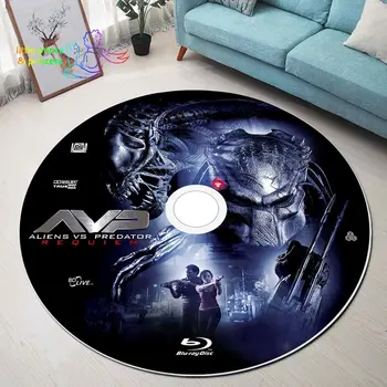 Uzaylılar.vs Predator Film CD Halı Yuvarlak Mat Cadılar Bayramı AVP Yuvarlak Halı Banyo Paspas Siyah Mat Ev Dekor Halı Oturma Odası Mutfak Halı