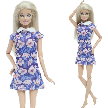 Yeni Bebek Elbise Mor Çiçek Baskı Etek Cheongsam Tarzı Mini Elbise Kız Giysileri barbie bebek Aksesuarları Çocuk Dollhouse Oyuncak
