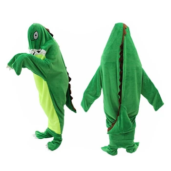 Aile Giyim Yetişkin Çocuklar Giyilebilir Battaniye Hoodie Yumuşak Uyku Tulumu Dinozor Battaniye Pazen Sıcak Pijama hayvanlı battaniye