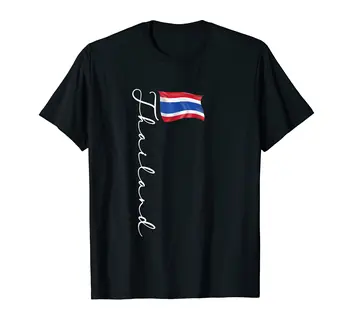 100 % Pamuk Tayland İmza Bayrak Direği Zarif Vatansever Tay Bayrağı T-Shirt Hip Hop ERKEKLER KADINLAR UNİSEX T Shirt