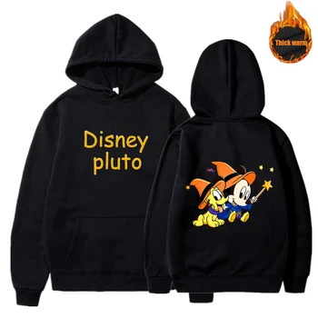 Disney Pluto Köpek Kadın Hoodie Sonbahar Kış Uzun Kollu Kazak Streetwear Kapüşonlu Sweatshirt Erkek Giyim Casual Kazaklar