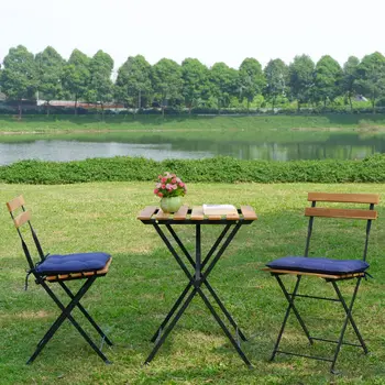 Açık katlanır masa ve Sandalyeler Piknik Masası Ahşap Kamp Yemek Masası Seti Su Geçirmez Donanma Yastık