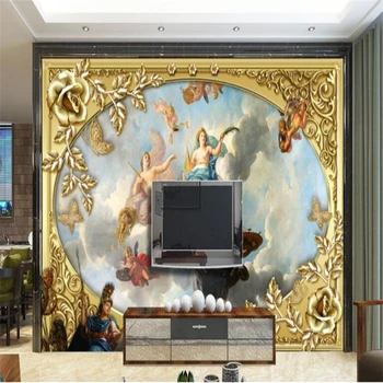 beibehang Özel Duvar Kağıdı Süper Kişilik Kraliyet Klasik Avrupa Saray Yağlıboya 3D duvar kağıdı TV Arka Plan Duvar Kağıdı