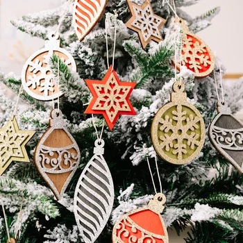 4 ADET Noel Dekorasyon Malzemeleri Ahşap Kolye Yaratıcı Ahşap Noel Ağacı Kolye Pencere Sahne Dekorasyon