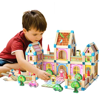 128 adet / 268 adet Ahşap Bebek Evi kendin yap minyatür bebek oyuncak evi Bebek Çocuk oyuncak inşaat blokları Çocuk Hediyeler İçin Tatil Kez