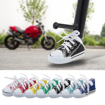 1 ADET 7.5 cm kanvas ayakkabılar Motosiklet Yan Standı Komik Sevimli Mini Ayakkabı Ayak Desteği motorlu bisiklet Kickstand Tripod Bebek Aksesuarları