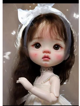 Stokta 1/6 26 cm Qianqian yuanbao BJD sd Bebek Büyük Baş Reçine Malzeme DIY Çocuk Oyuncakları Kız Hediye Makyaj