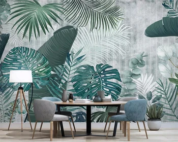 beibehang papel de parede İskandinav el-boyalı tropikal bitkiler yaprakları modern minimalist TV arka plan duvar tablosu duvar kağıdı