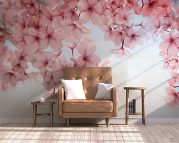 beibehang Rüya moda baştan çıkarıcı 3d duvar kağıdı modern estetik kiraz pembe çiçek arka plan dekoratif boyama papier peint