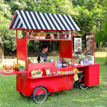 Market mini gıda kamyonu Sokak kahve bisikleti Sepeti seyyar gıda tezgahı kamyonet Çok fonksiyonlu Yükleyebilirsiniz Dondurucu