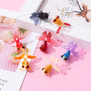 Sevimli Mini Reçine Goldfish Modeli Charms Kolye Küpe Anahtarlık DIY Dekoratif Yaratıcı Mikro Peyzaj Dollhouse Dekor Yeni