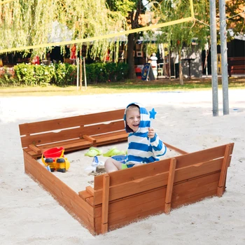 Ahşap Sandbox Çocuklar Açık Arka Bahçe Tezgah Oyun Kum Kutusu