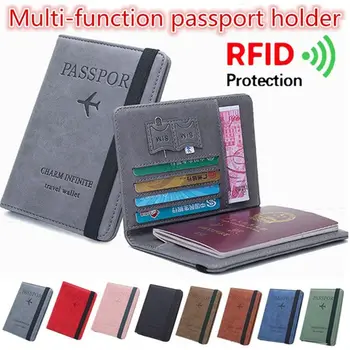 Sıcak Satış RFID Deri Pasaport Tutucu Çok fonksiyonlu Taşınabilir Belge Paketi Ultra-ince Pasaport Çantası Seyahat Kapak Kılıf