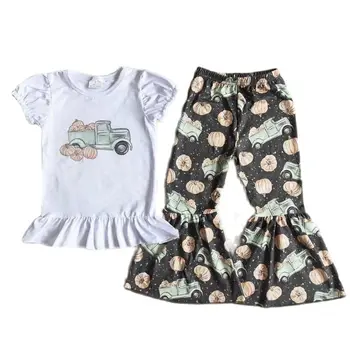 Bebek Kız Şükran Günü Araba Giysileri Kabak Püskül Üst Çan Alt Pantolon Toptan Butik Bebek Kıyafeti Sonbahar Çocuk Giyim