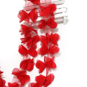 H623 5cm 2Y Perişan Şifon Örgü Çiçek Dantel Trim Düğün 3D Çiçek Dıy El Yapımı Dantel Ayakkabı Dikiş Aksesuarları Malzemeleri El Sanatları