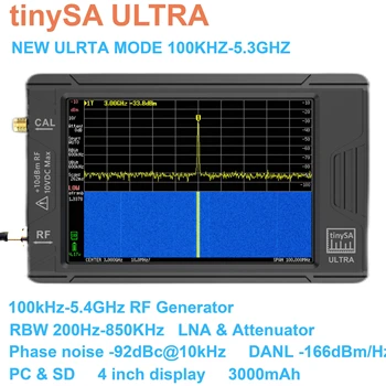 Yeni tinySA ULTRA 100 k-5.3 GHz El tipi küçük Spektrum Analizörü Pil + 4 