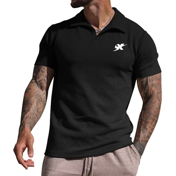 Erkek Yaka POLO GÖMLEK Yeni Marka Kısa Kollu Casual İş Moda Spor Polo erkek t-shirtü Kumaş Spor Tee Üst